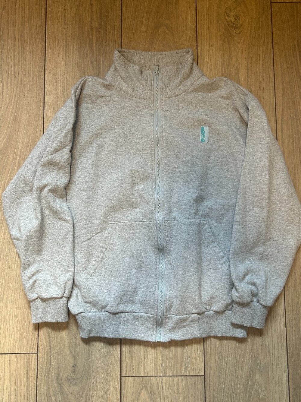 Curated by Muse Grey Zip-Up Track Sweater